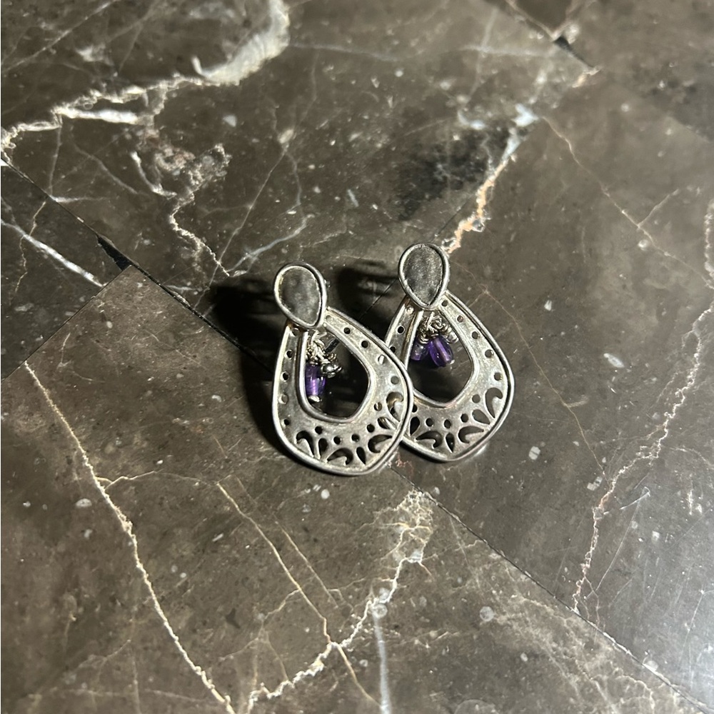 Silpada Sterling Silver with Amethyst and Pearl Earrings